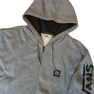 VANS off the Wall Full Zip Hoodie Men's LARGE Gray Sweatshirt Jacket EUC